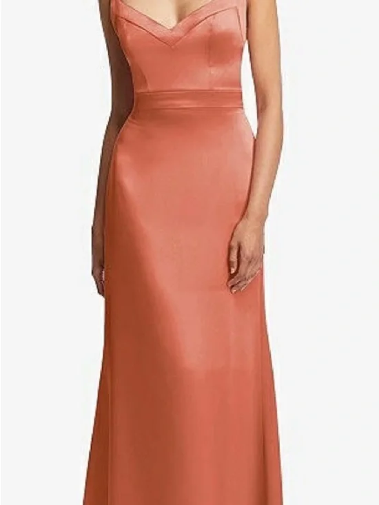 Terracotta Copper Blush Satin Gown - Picture 4 of 7